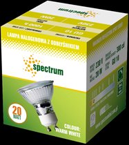 Spectrum -lampa halogenowa z odbłyśnikiem GU10, 230V, 20W, warm white
